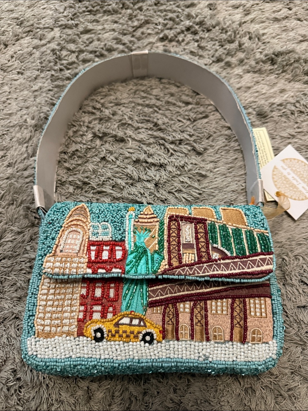 Viral Beaded New York Cityscape Shoulder Bag/Purse